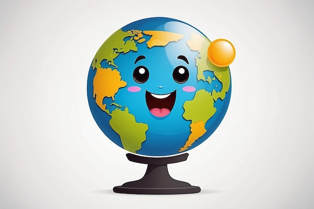 Photo cute running globe icon