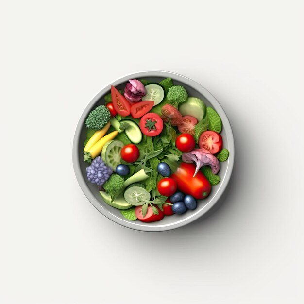 Photo a cute salad 3d icon with its fresh and crisp vegetables and fruit