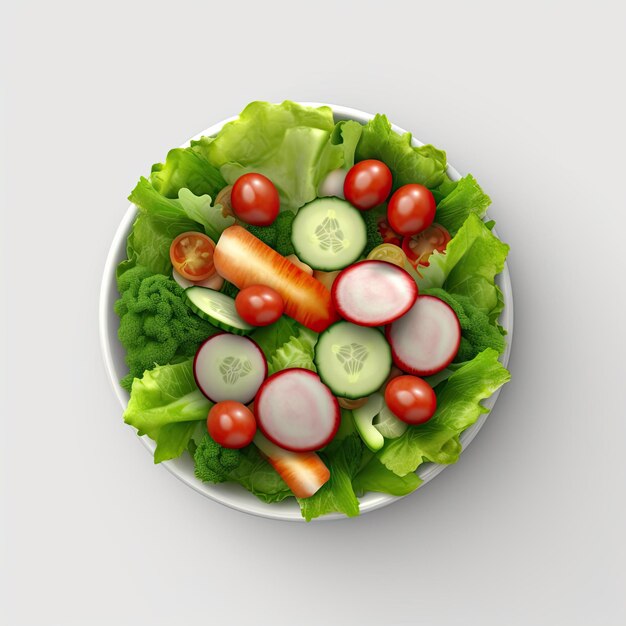 Photo a cute salad 3d icon with its fresh and crisp vegetables and fruit