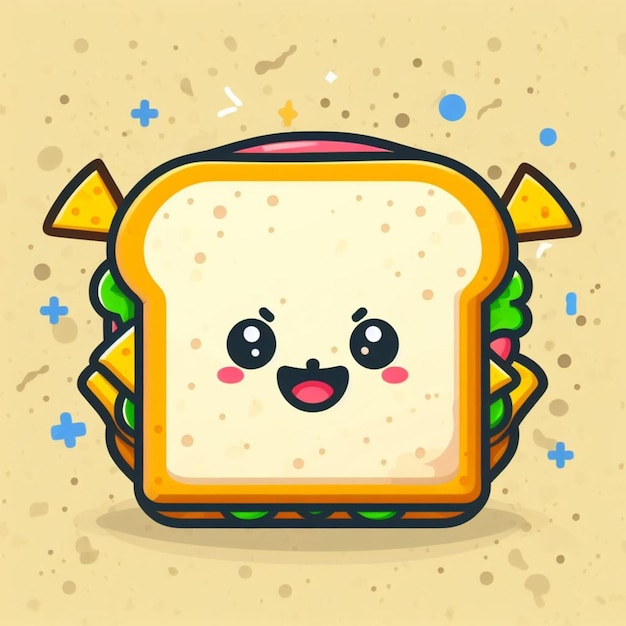 Photo cute sandwich cartoon illustration