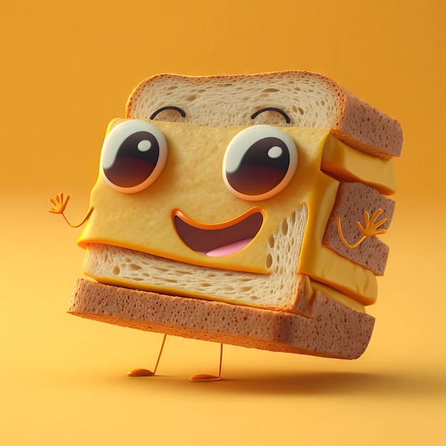 Cute sandwich character isolated on empty background