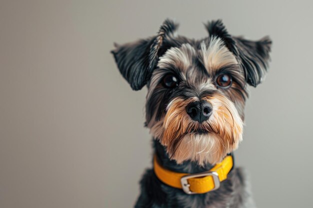 Cute Schnauzer dog with yellow collar