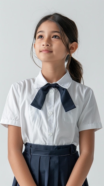 Photo a cute school girl in school uniform