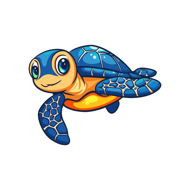 Cute Sea Turtle emblem logo cartoon