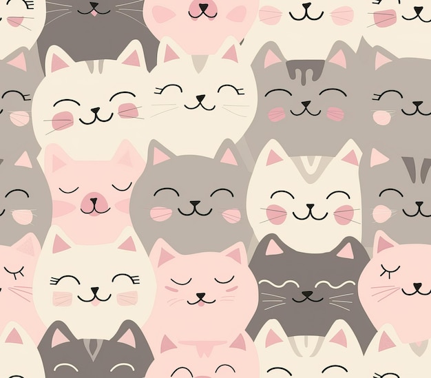 Photo cute seamless pattern with pretty kittens great for baby fabric textile wallpaper cats cat cartoon s