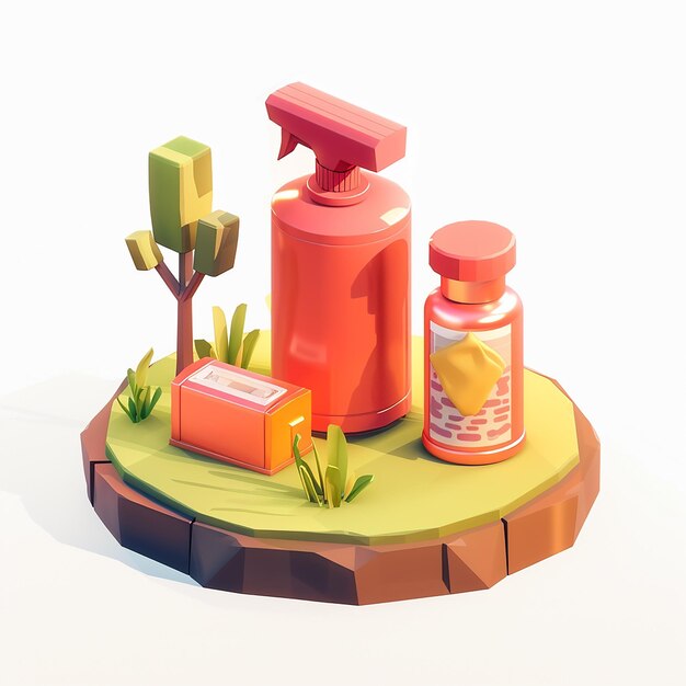 Cute Setting Spray in White 3D Cartoon Isometric Render