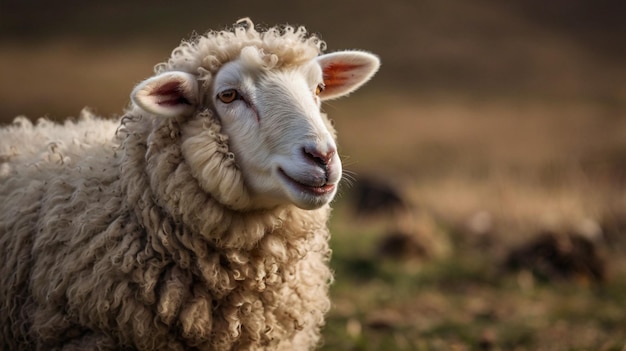 Cute sheep smiling with solid background