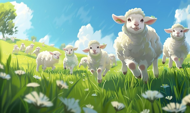 Cute sheep vector with beautiful thick smooth white fur ai generated