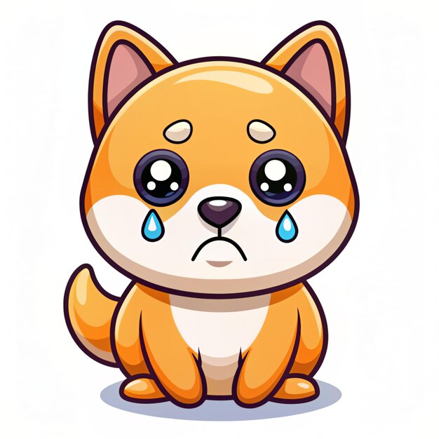 Photo cute shiba inu dog crying cartoon vector icon illustration animal nature icon concept isolated premium vector flat cartoon style