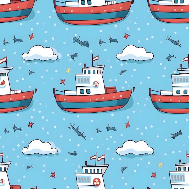 cute ship pattern design template for children