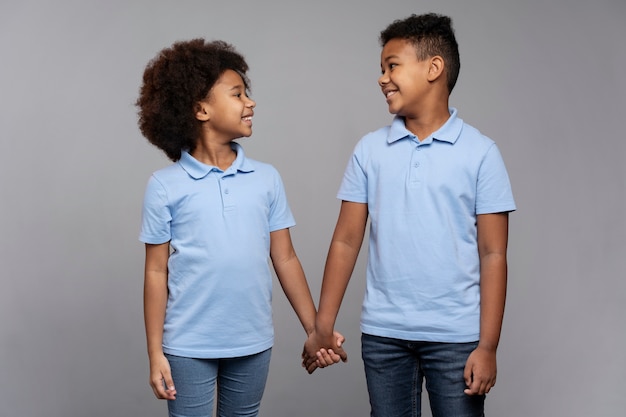 Cute siblings posing together