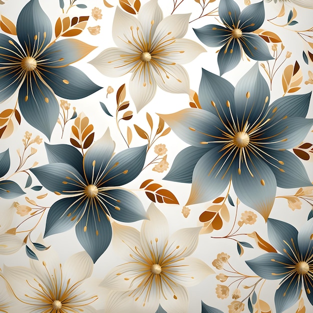 Cute silver floral pattern white background