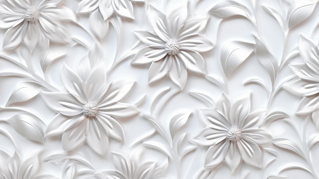 Cute silver floral pattern on a white background