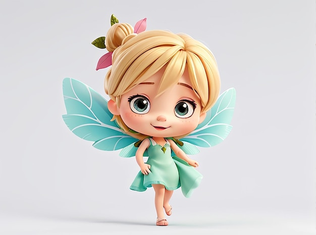 Cute simple cartoon fairy white background