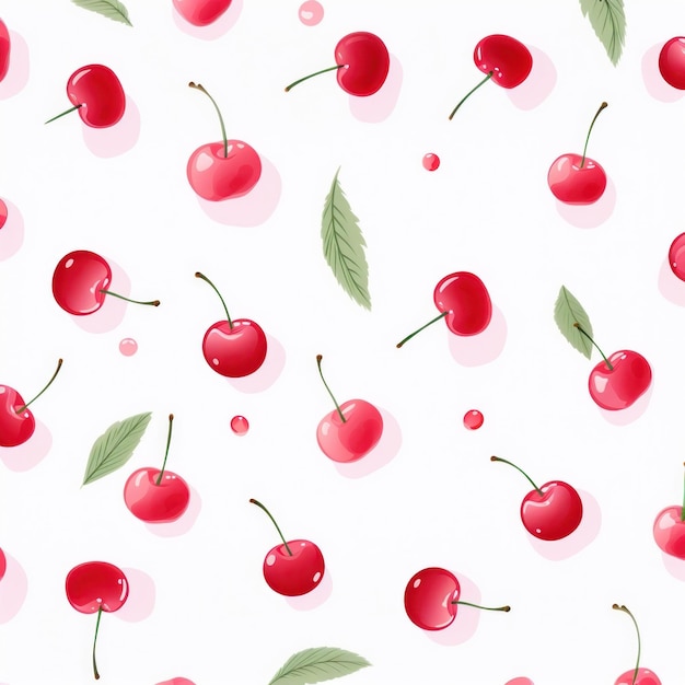 Photo cute simple cherry pattern fruit plant food