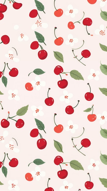 Photo cute simple cherry pattern fruit plant food