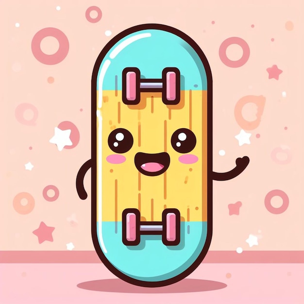 Photo cute skateboard cartoon illustration