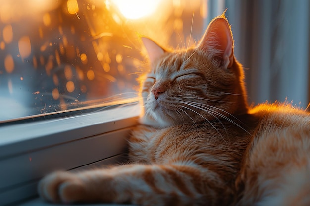 cute sleeping cat under sunlight wallpaper