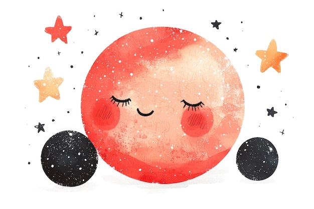 Cute Sleeping Planet Illustration