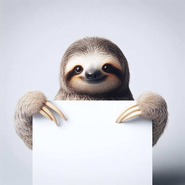 Cute sloth holding a sign