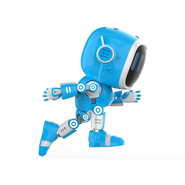 Cute and small artificial intelligence assistant robot walking