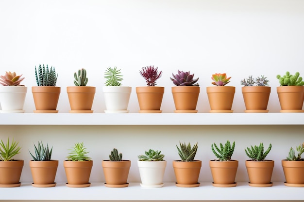 Cute small plants on a shelf