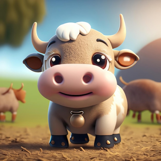 Cute smile bull 3d character