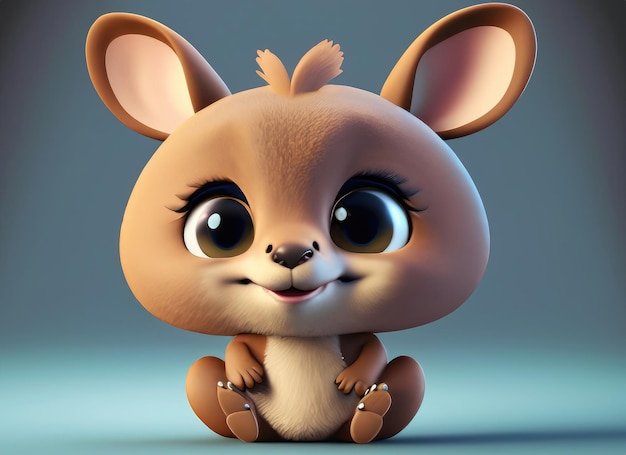 Cute smile kangaroo 3d character