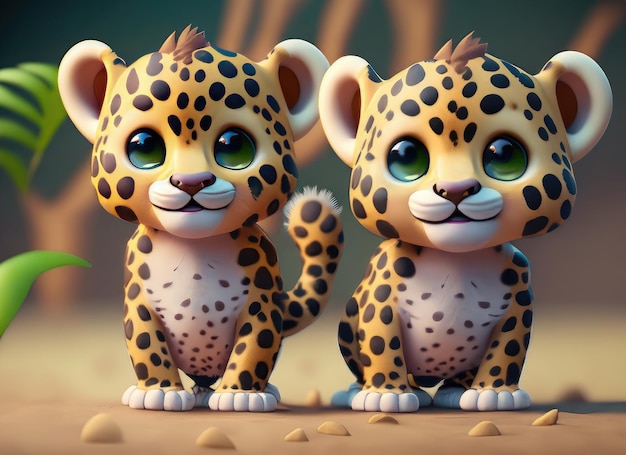 Cute smile leopard 3d character