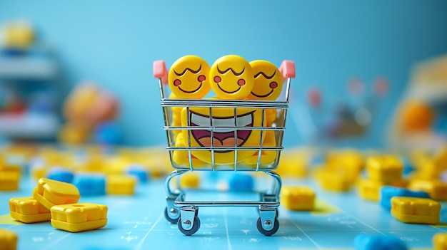 Cute Smiley Faces in a Shopping Cart