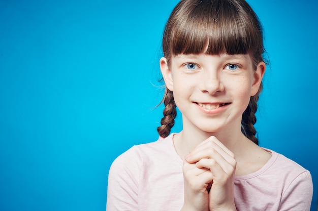 Cute smiling pretty girl. emotion and facial expression