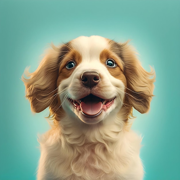 Cute smiling puppy dog portrait vintage style