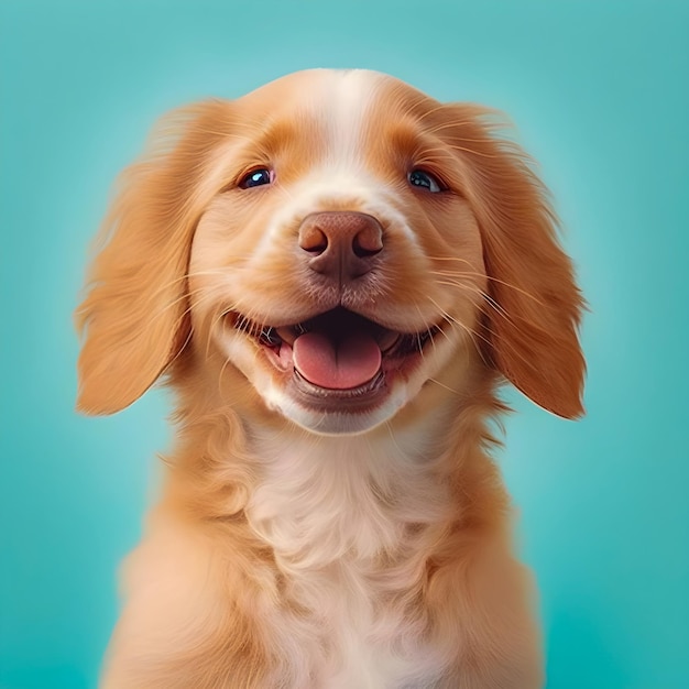 Cute smiling puppy dog portrait vintage style