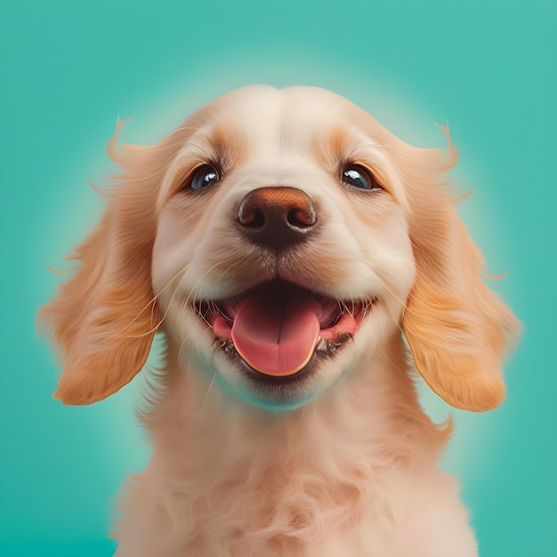 Cute smiling puppy dog portrait vintage style