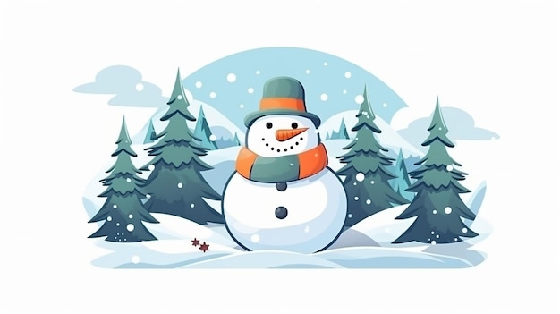 Cute snowman modern illustration holiday design for christmas Generative AI