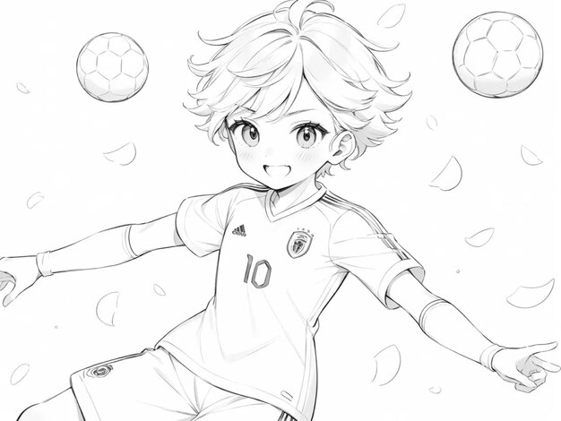 cute soccer player drawing illustration