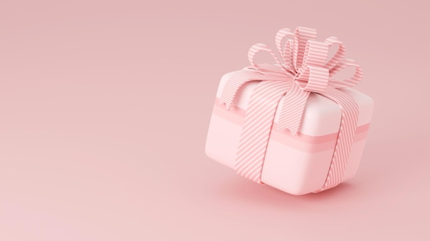 Cute soft pink giftbox 3D Rendering