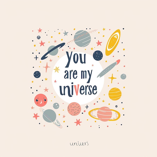 Photo a cute spacethemed typographical design featuring the words you are my universe