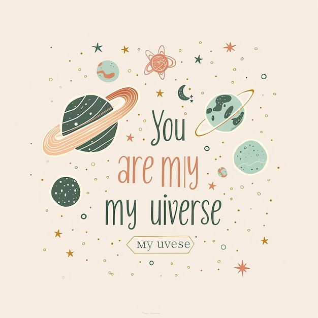 Photo a cute spacethemed typographical design featuring the words you are my universe