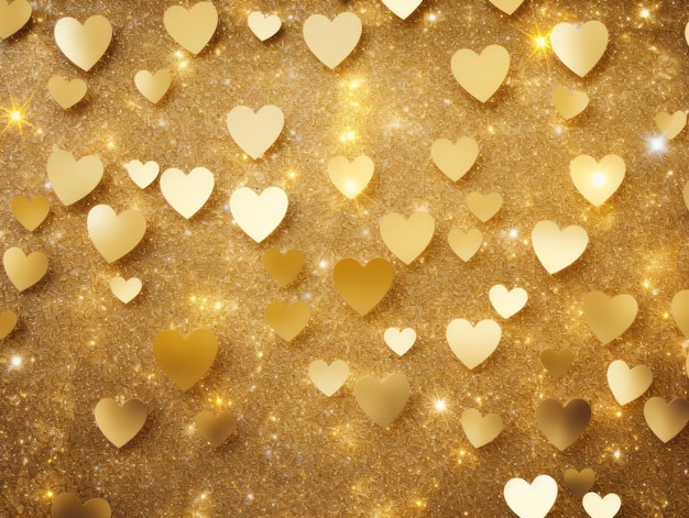 Photo cute sparkly gold glitter hearts background