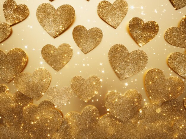 Photo cute sparkly gold glitter hearts background