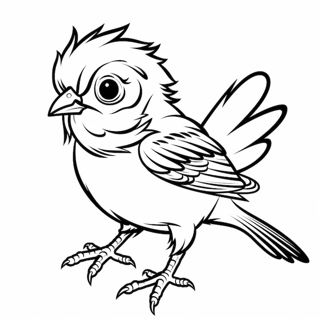 Photo cute sparrow bird drawing coloring page picture ai generated art