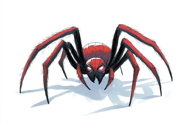 Photo cute spider cartoon character with isolated background generated by ai