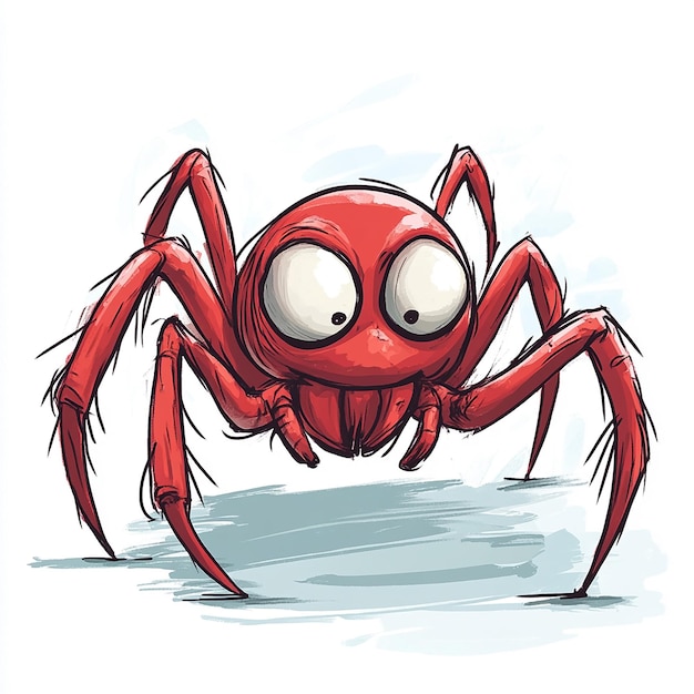 Photo cute spider cartoon character with isolated background generated by ai