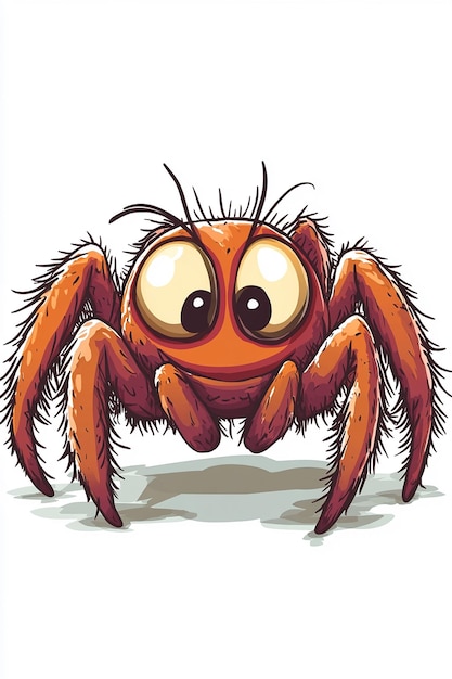 Photo cute spider cartoon character with isolated background generated by ai