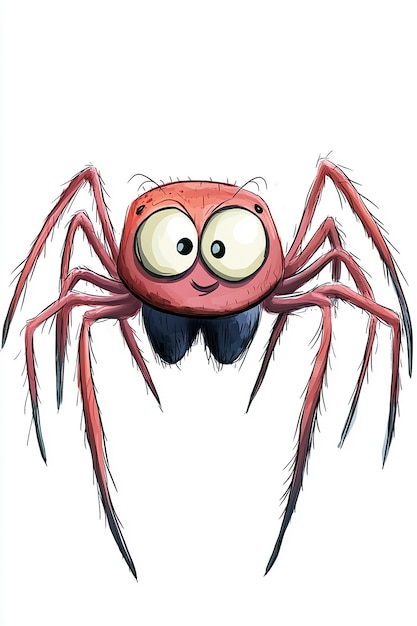 Photo cute spider cartoon character with isolated background generated by ai