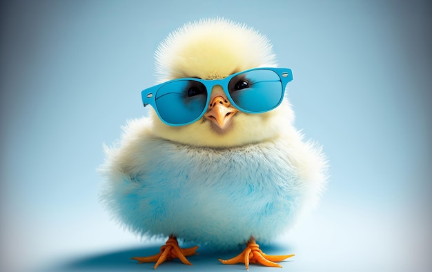 Cute spring baby chick wearing cool sunglasses Generative ai