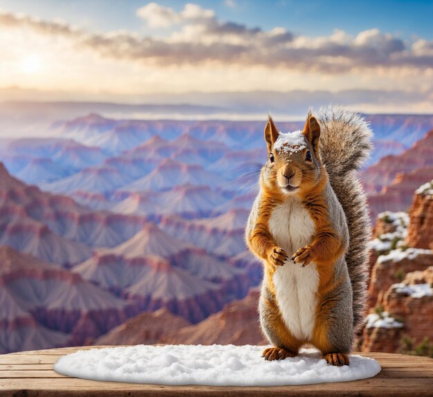 Cute squirrel on the background of Grand Canyon National Park Arizona USA