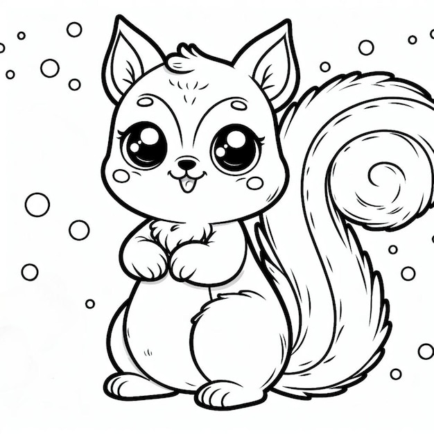 Cute Squirrel coloring page for children ai generated