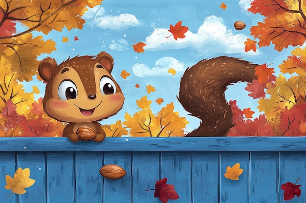 Cute Squirrel Holding a Nut in Autumn